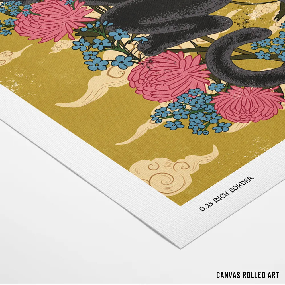 Japanese Black Panther Canvas Wall Art - XS / Matte Paper / Rolled Art - Nook At You