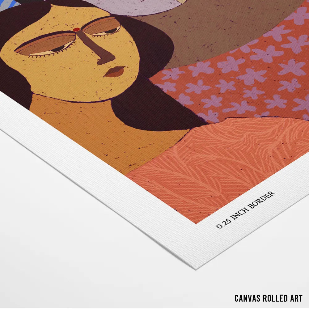 Three Women Under Moon Women Illustration Wall Art Painting - XS / Matte Paper / Rolled Art - Nook At You