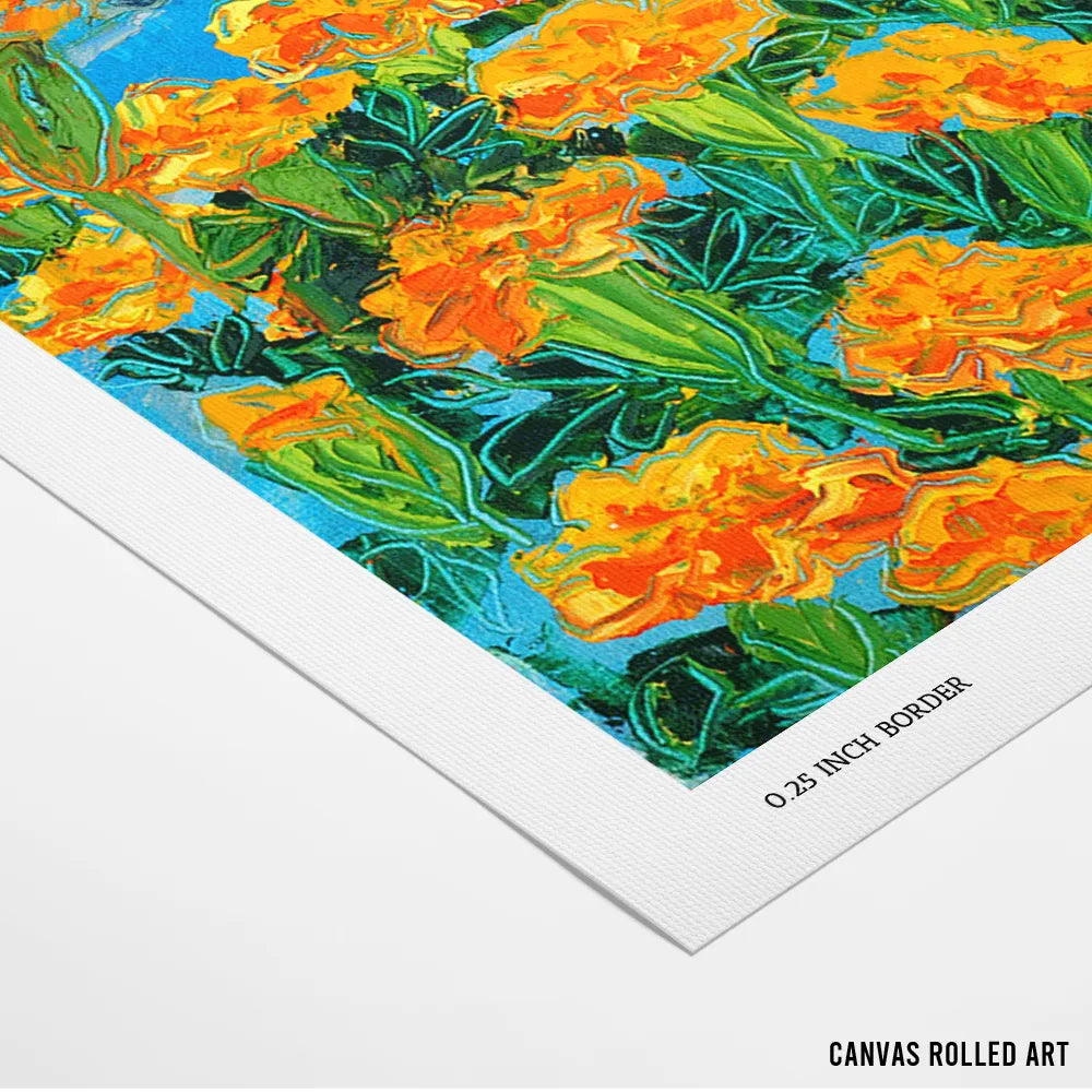 Marigolds and City Street Floral Wall Art - XS / Matte Paper / Rolled Art - Nook At You