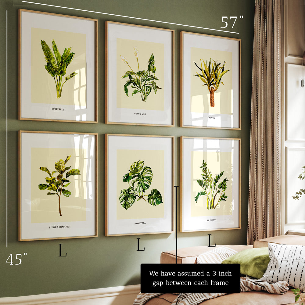 Flourishing Foliage: Botanical Gallery Wall Set of 6