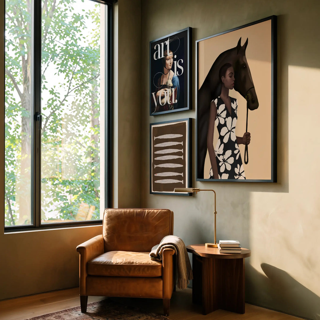 Ink & Saddle Gallery Wall Set of 3 - 45Wx45H / Canvas / Rolled Art - Nook At You