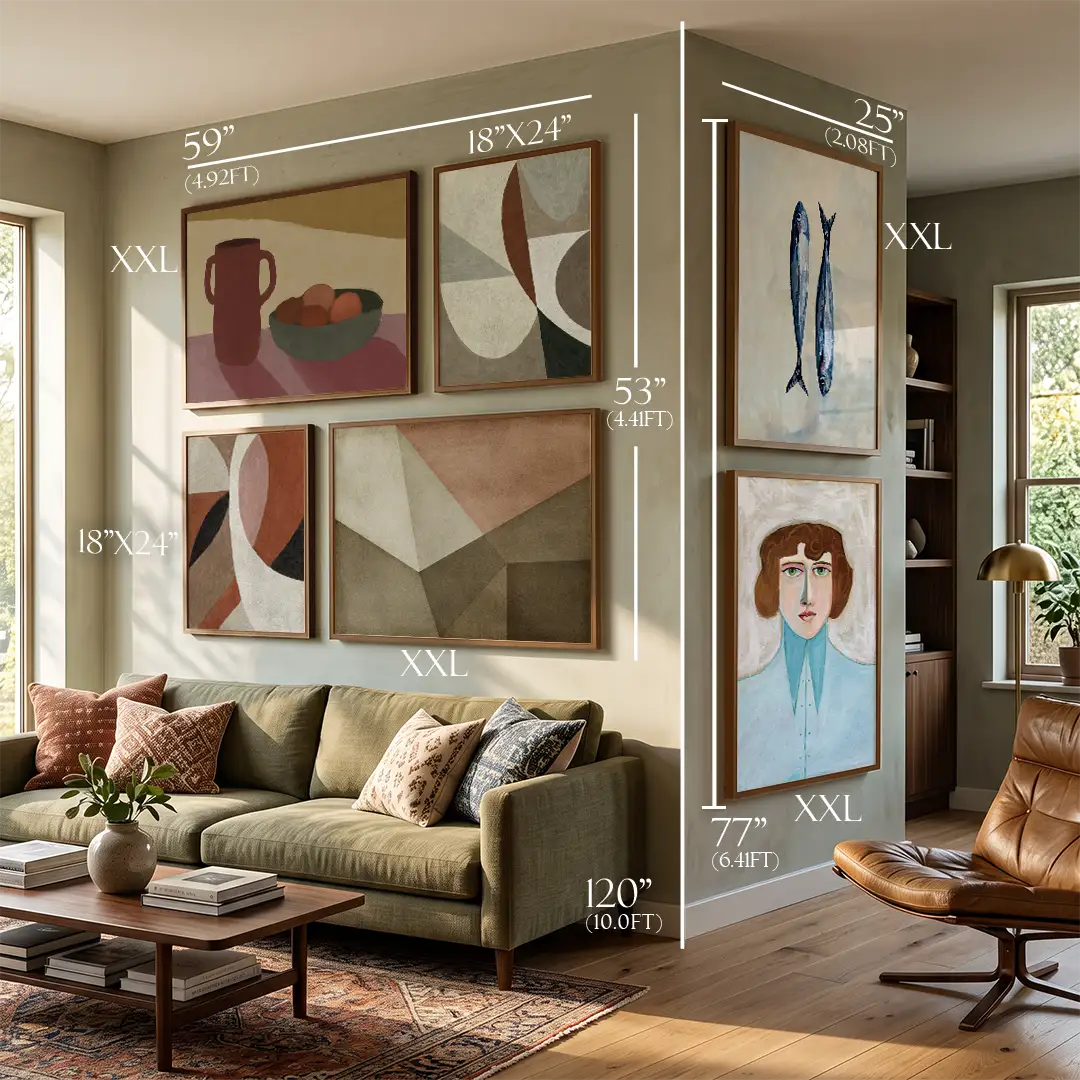 Linen & Umber Gallery Wall Set of 6 - 84Wx77H / Canvas / Rolled Art - Nook At You