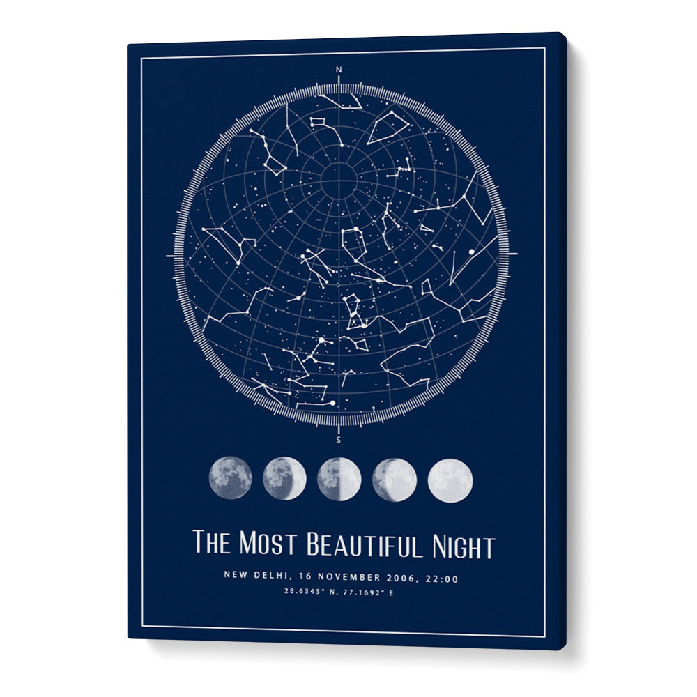 Custom Star Map - Navy Blue - Lunar - XS / Canvas / Rolled Art - Nook At You