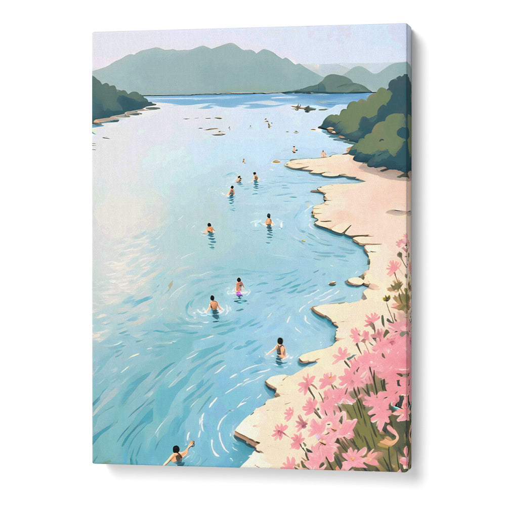 Riverscape With People Swimming Wall Art Posters - XS / Matte Paper / Rolled Art - Nook At You