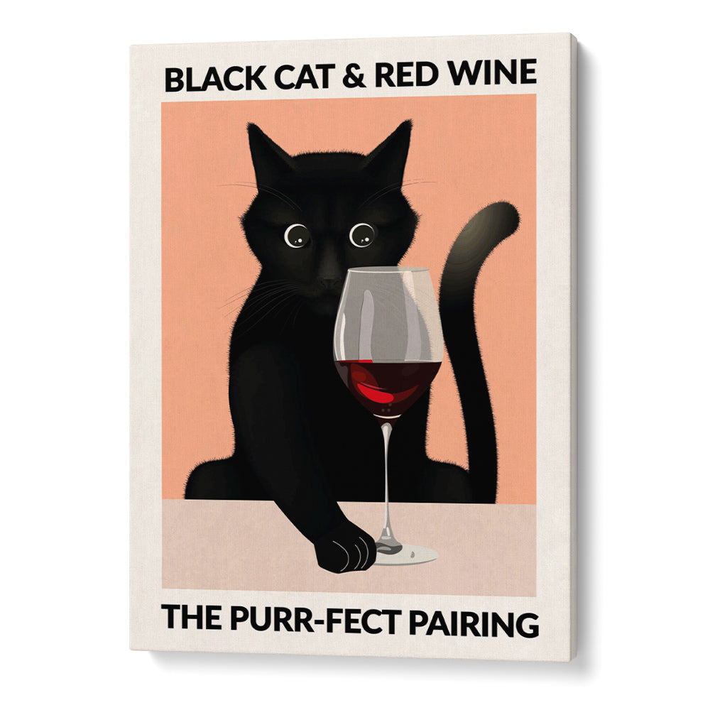 Cat & Wine Wall Art Print - XS / Matte Paper / Rolled Art - Nook At You