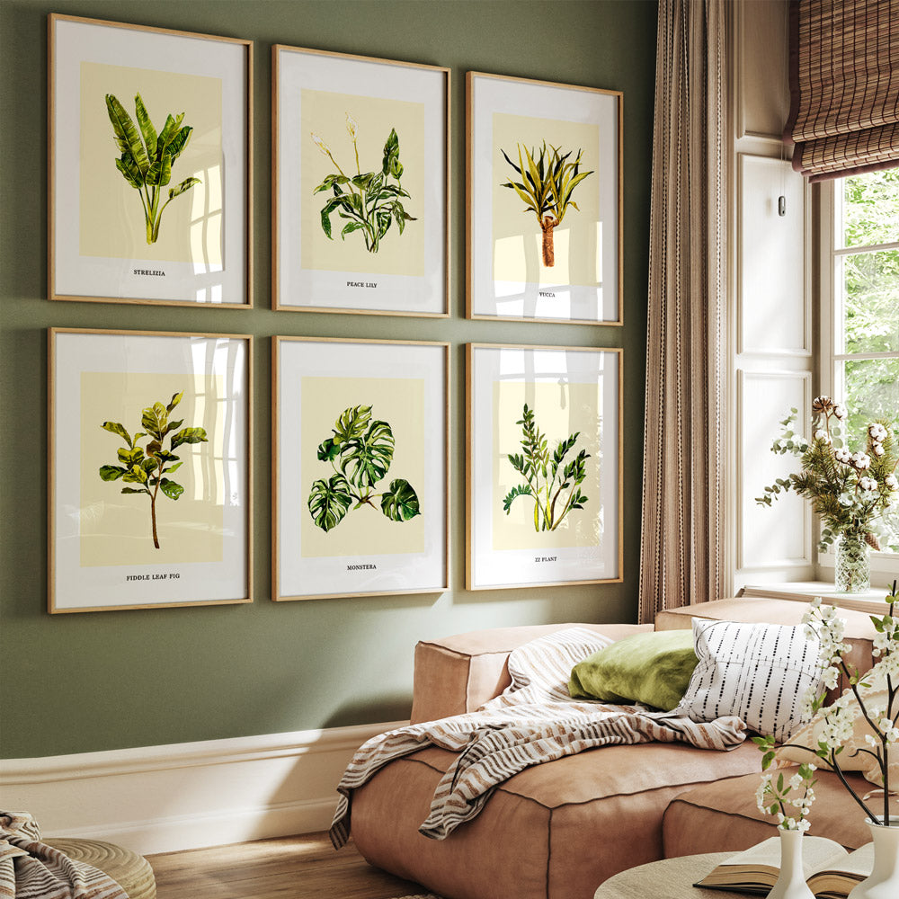 Flourishing Foliage: Botanical Gallery Wall Set of 6 Nook At You Matte Paper Rolled Art