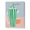 Striped Coffee Pot And Cup Canvas Wall Art For Dining Room
