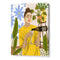 Woman In A Yellow Shirt Pouring Wine Boho Botanical Wall Art