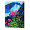 Pink Zinnias Blue Backdrop Botanical Art Poster