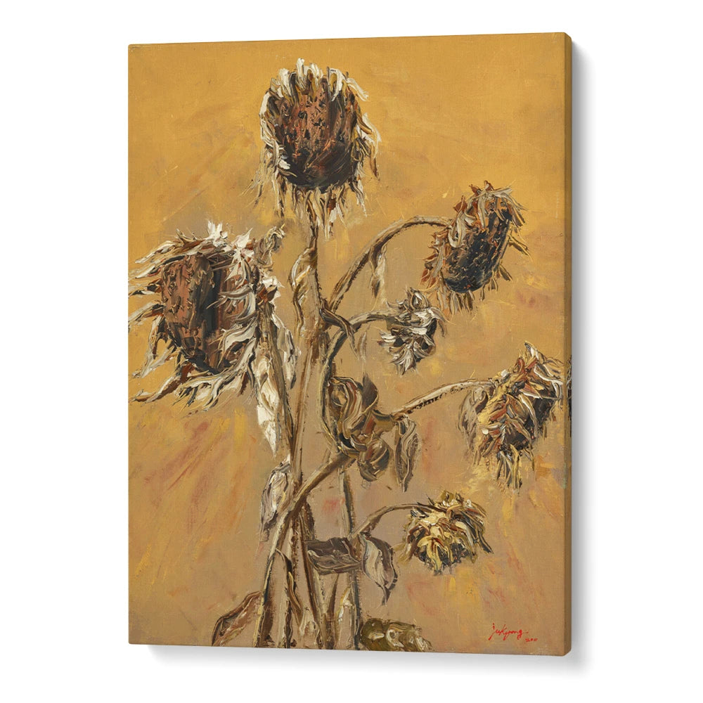 Dried Autumn Sunflowers Floral Painting - XS / Matte Paper / Rolled Art - Nook At You