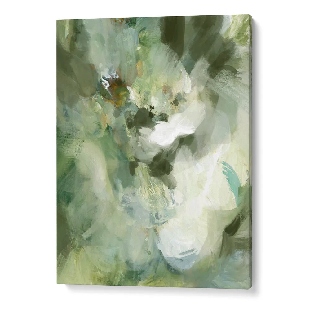 Whispering Greens Abstract Painting For Living Room - XS / Matte Paper / Rolled Art - Nook At You
