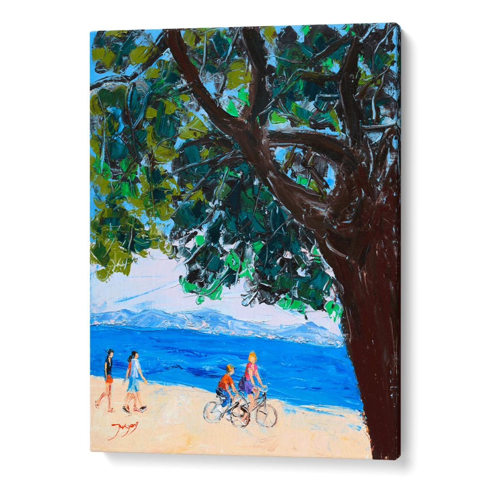Coastal Walk and Cycles Landscape Painting - XS / Matte Paper / Rolled Art - Nook At You