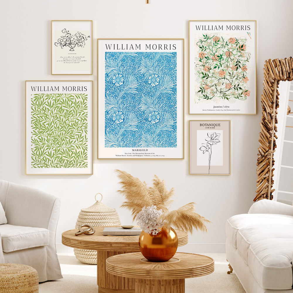 William Morris Inspired Gallery Wall Set of 5 Nook At You Matte Paper Rolled Art