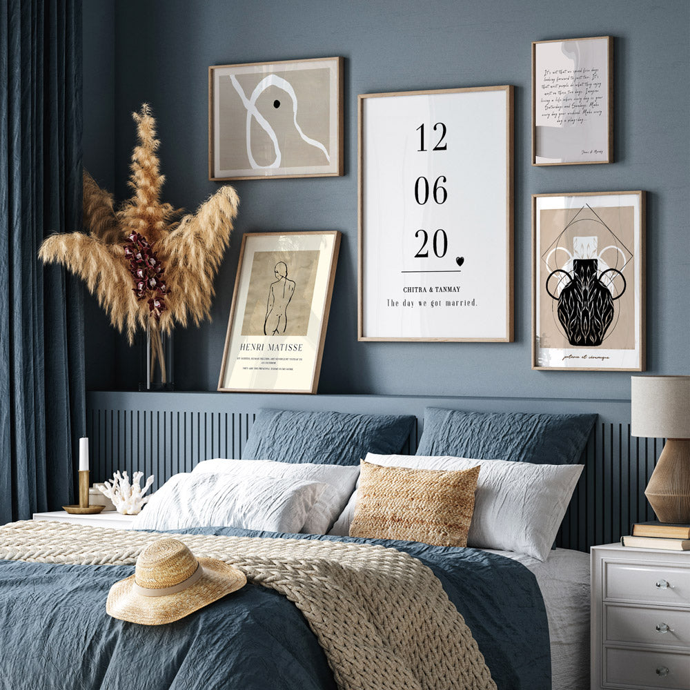 Minimalist Gallery Wall Art Set of 5 for Above Bed Wall Decor Nook At You