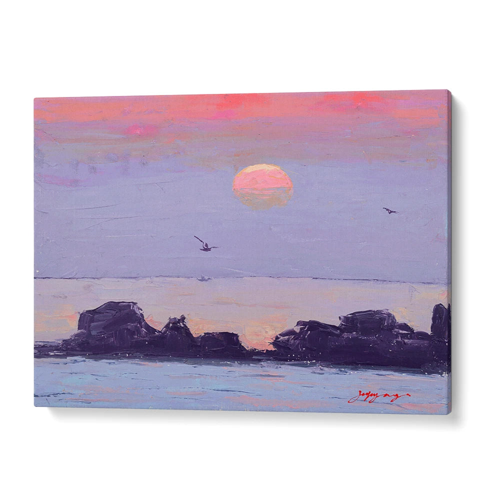 Purple Ocean Sunset Landscape Wall Art Poster for Living Room - XS / Matte Paper / Rolled Art - Nook At You