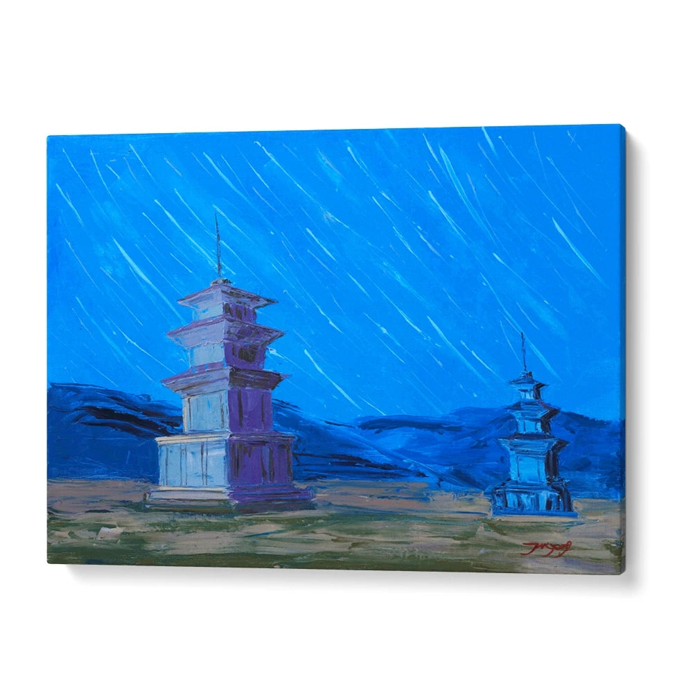 Ancient Pagodas Night Sky Landscape Wall Art Poster - XS / Matte Paper / Rolled Art - Nook At You