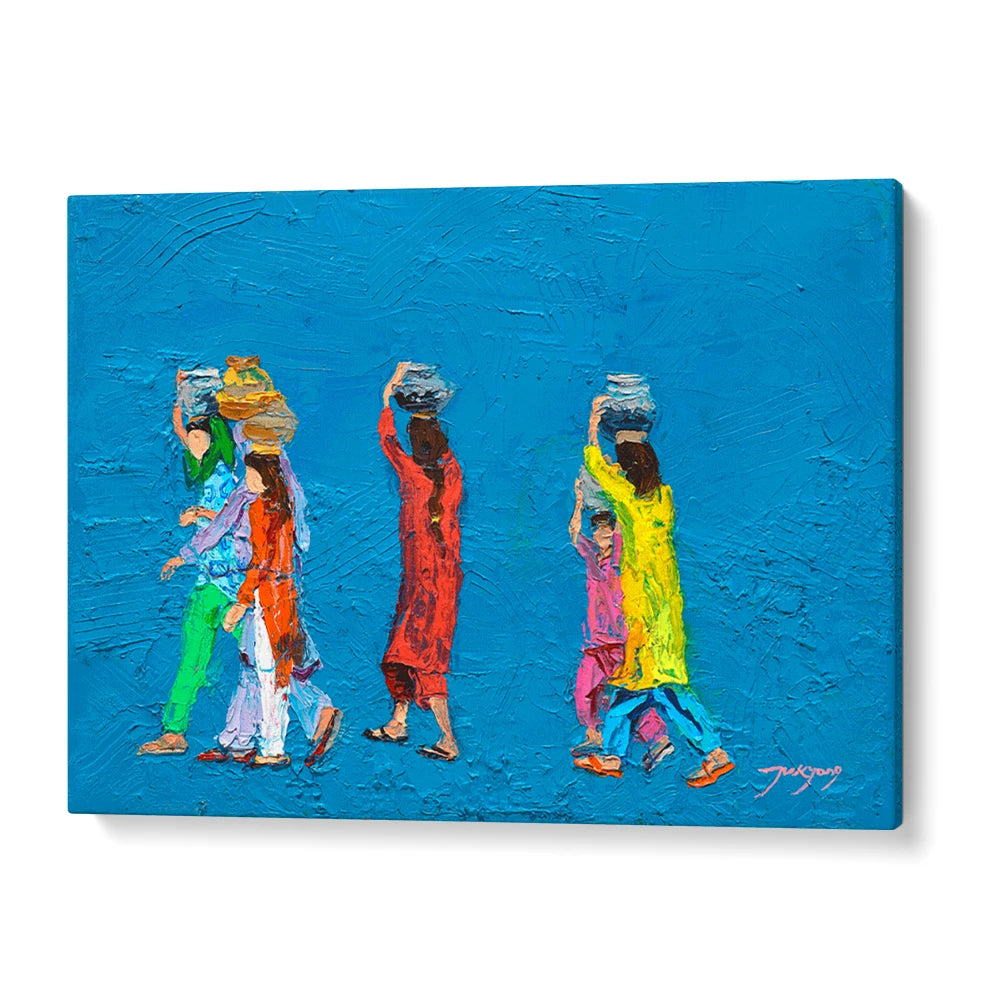 Colorful Water Carriers Canvas Painting for Living Room - XS / Matte Paper / Rolled Art - Nook At You