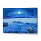 Blue Moonlit Lake Boat Landscape Painting