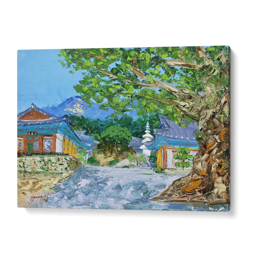 Korean Temple Mountain View Landscape Print - XS / Matte Paper / Rolled Art - Nook At You