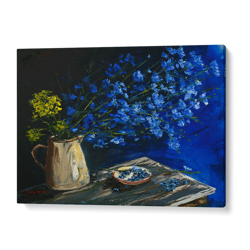 Vibrant Blue Still Life Botanical Wall Art For Reading Room - XS / Matte Paper / Rolled Art - Nook At You