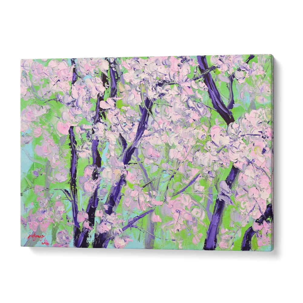 Blooming Cherry Trees Landscape Painting - XS / Matte Paper / Rolled Art - Nook At You