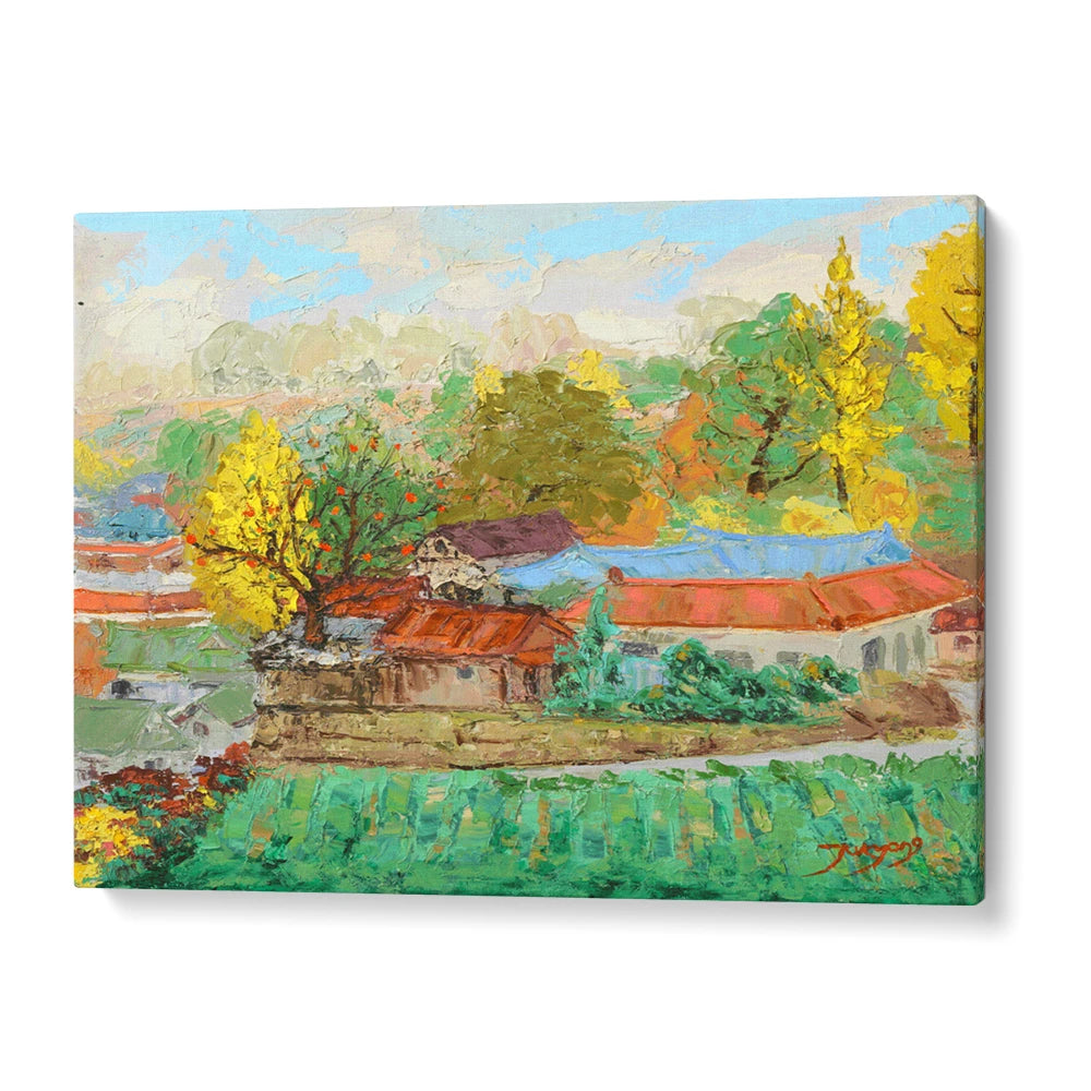 Colorful Autumn Village Landscape Painting - XS / Matte Paper / Rolled Art - Nook At You