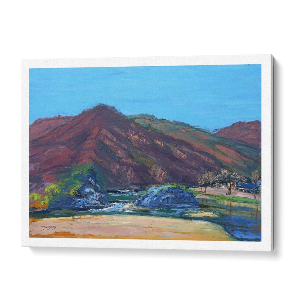 Serene Mountain Beach Landscape Painting - XS / Matte Paper / Rolled Art - Nook At You