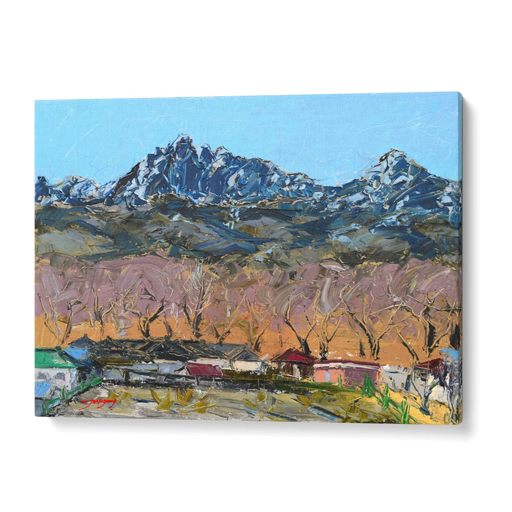 Colorful Mountain Village View Landscape Wall Art Print - XS / Matte Paper / Rolled Art - Nook At You
