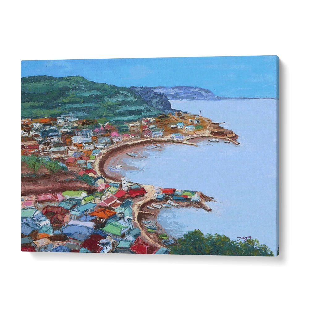 Colorful Coastal Village Landscape Wall Art Print - XS / Matte Paper / Rolled Art - Nook At You