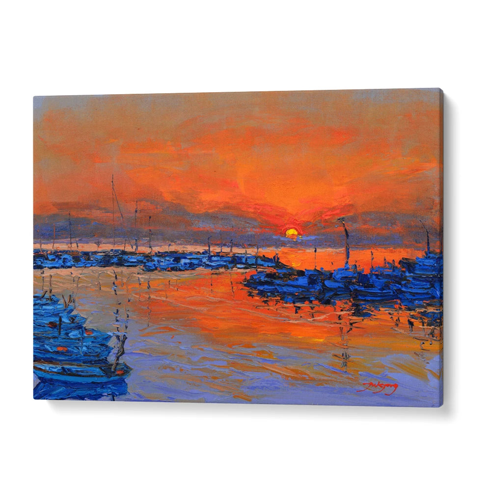 Vibrant Sunset Marina Landscape Wall Art Print - XS / Matte Paper / Rolled Art - Nook At You