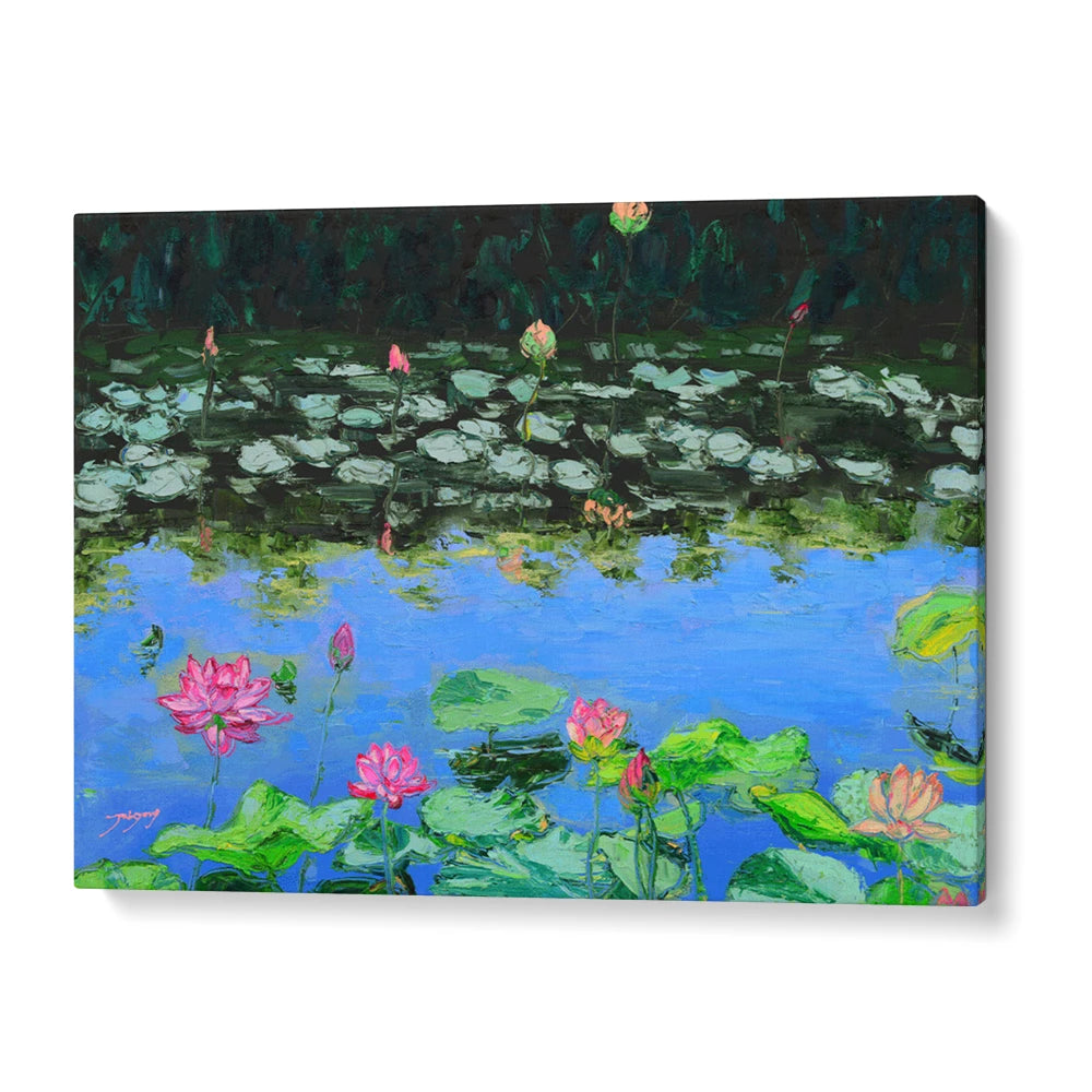 Pink Lotus Reflections Vibrant Botanical Wall Art Print - XS / Matte Paper / Rolled Art - Nook At You