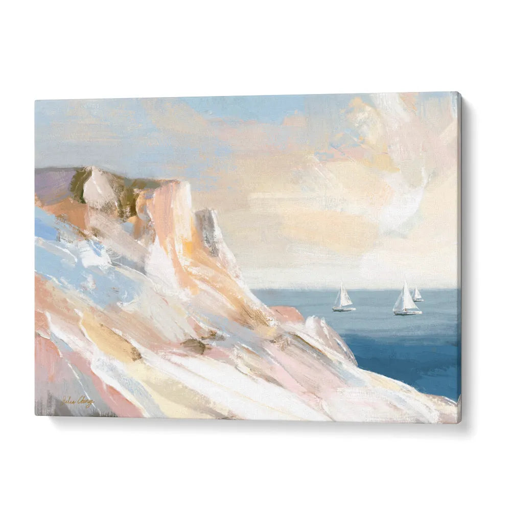 Peaceful Coastal Sailboats Landscape Painting - XS / Matte Paper / Rolled Art - Nook At You