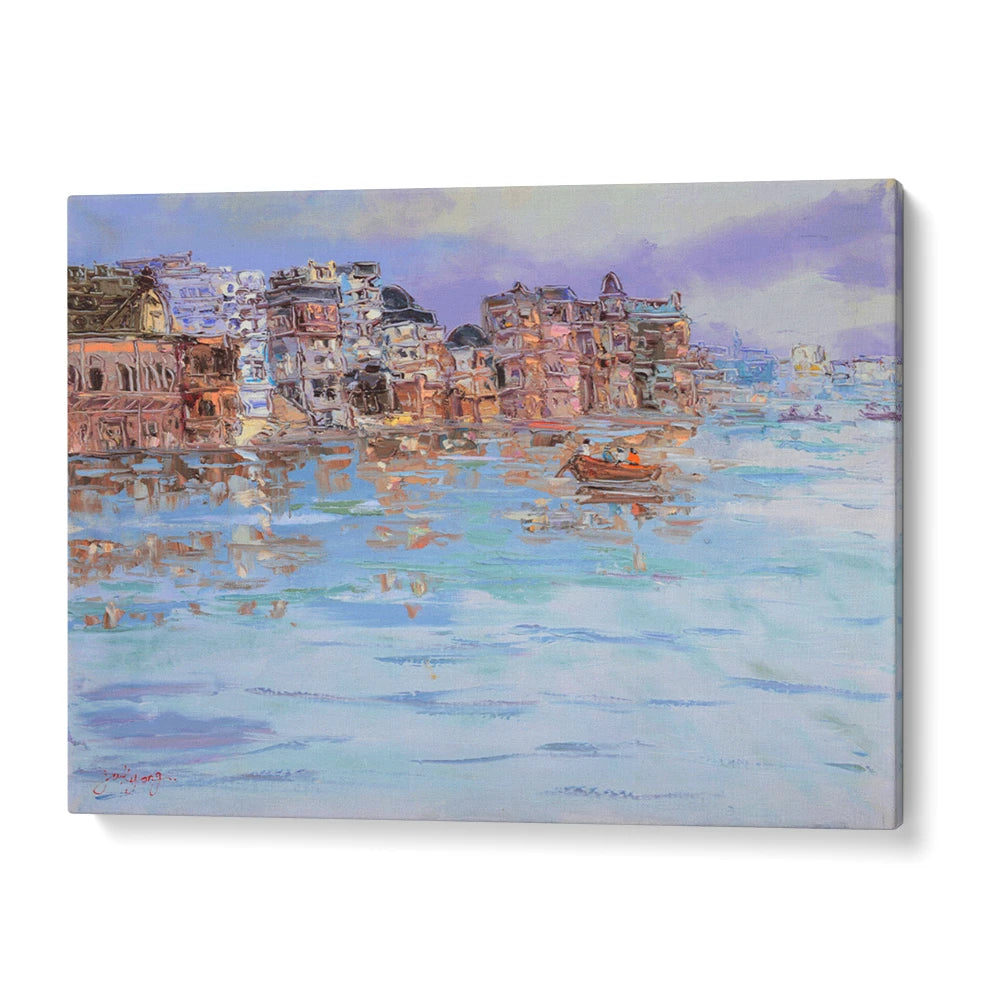 Varanasi River Morning Landscape Canvas Art Print - XS / Matte Paper / Rolled Art - Nook At You