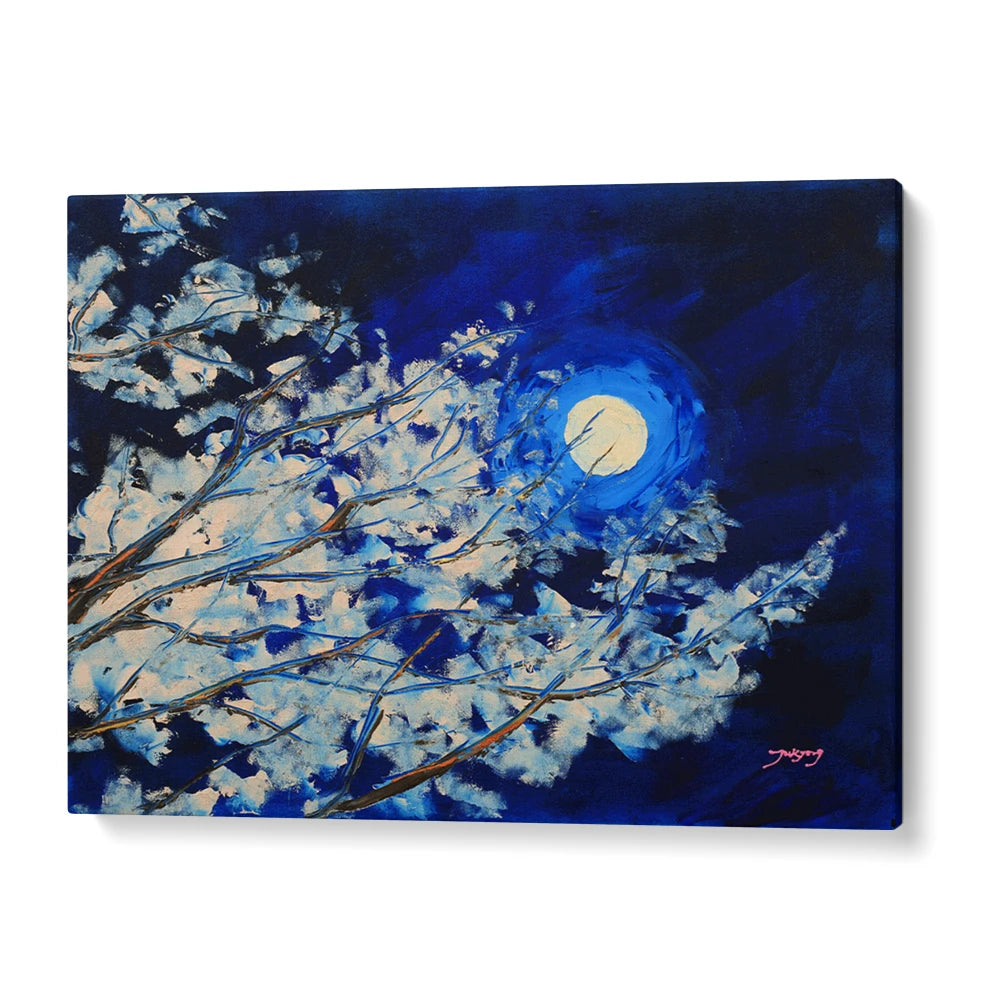 Moonlit Winter Branches Canvas Landscape Wall Art - XS / Matte Paper / Rolled Art - Nook At You