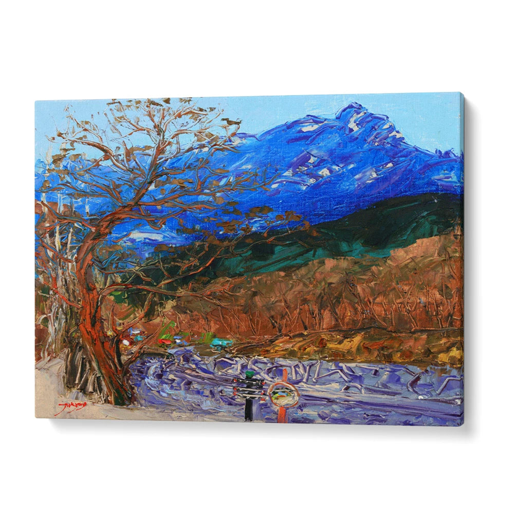 Blue Mountain Road Landscape Wall Art Print - XS / Matte Paper / Rolled Art - Nook At You