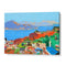Vibrant Coastal Village Canvas Landscape Painting