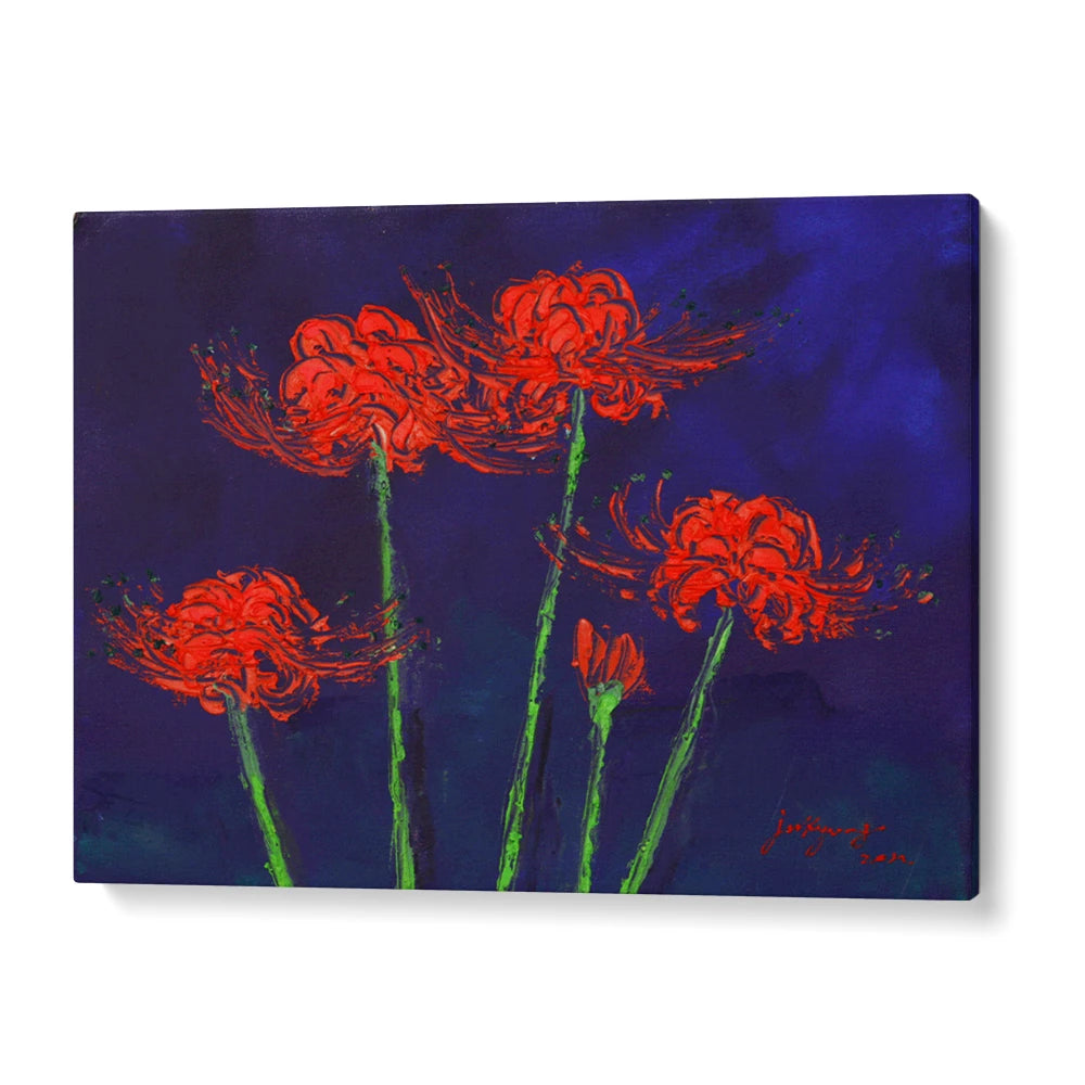 Vibrant Red Spider Lilies Botanical Painting - XS / Matte Paper / Rolled Art - Nook At You