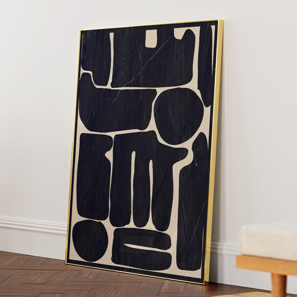 Noir Shapes – Bold Black Abstract Wall Art - XS / Matte Paper / Rolled Art - Nook At You