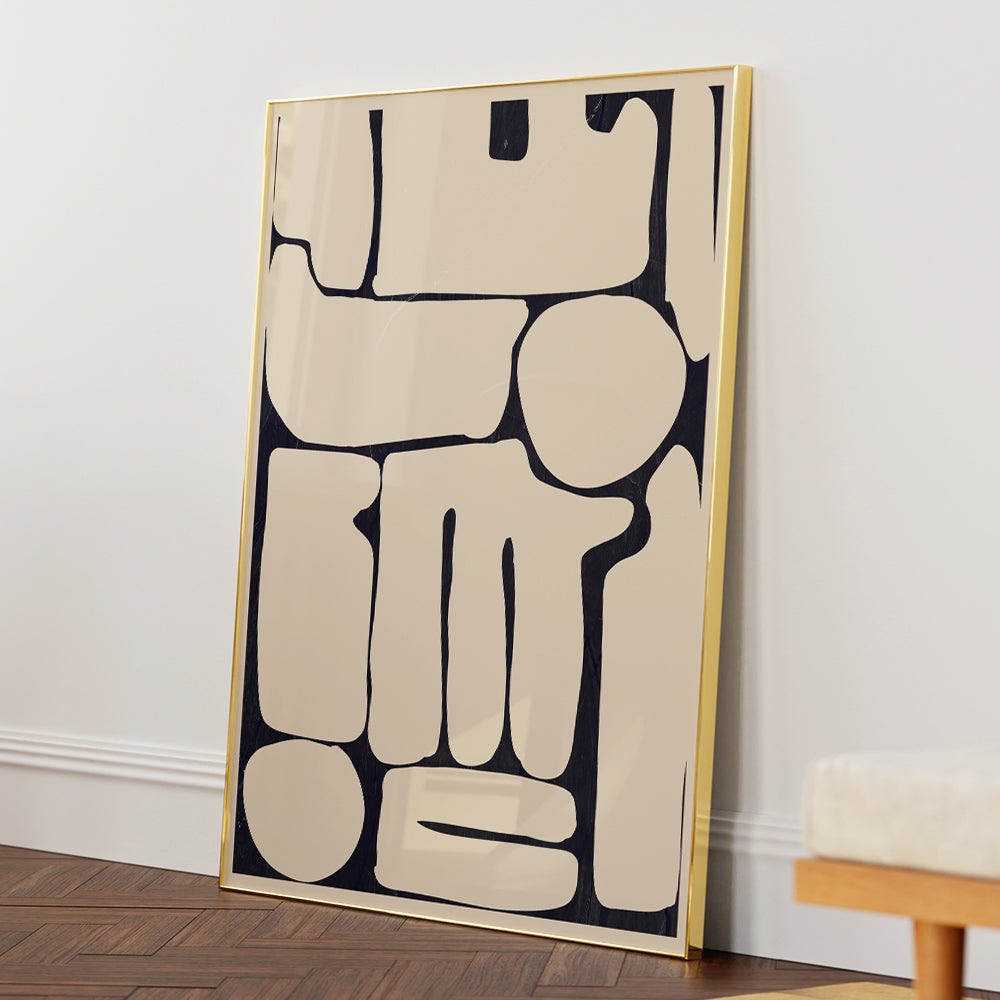 Pale Shapes – Beige and Black Modern Abstract Wall Art - XS / Matte Paper / Rolled Art - Nook At You