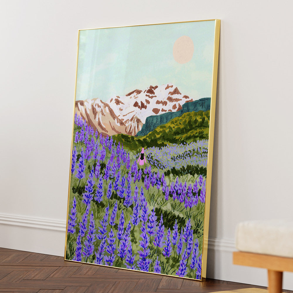 Lupine Landscape Painting - XS / Matte Paper / Rolled Art - Nook At You