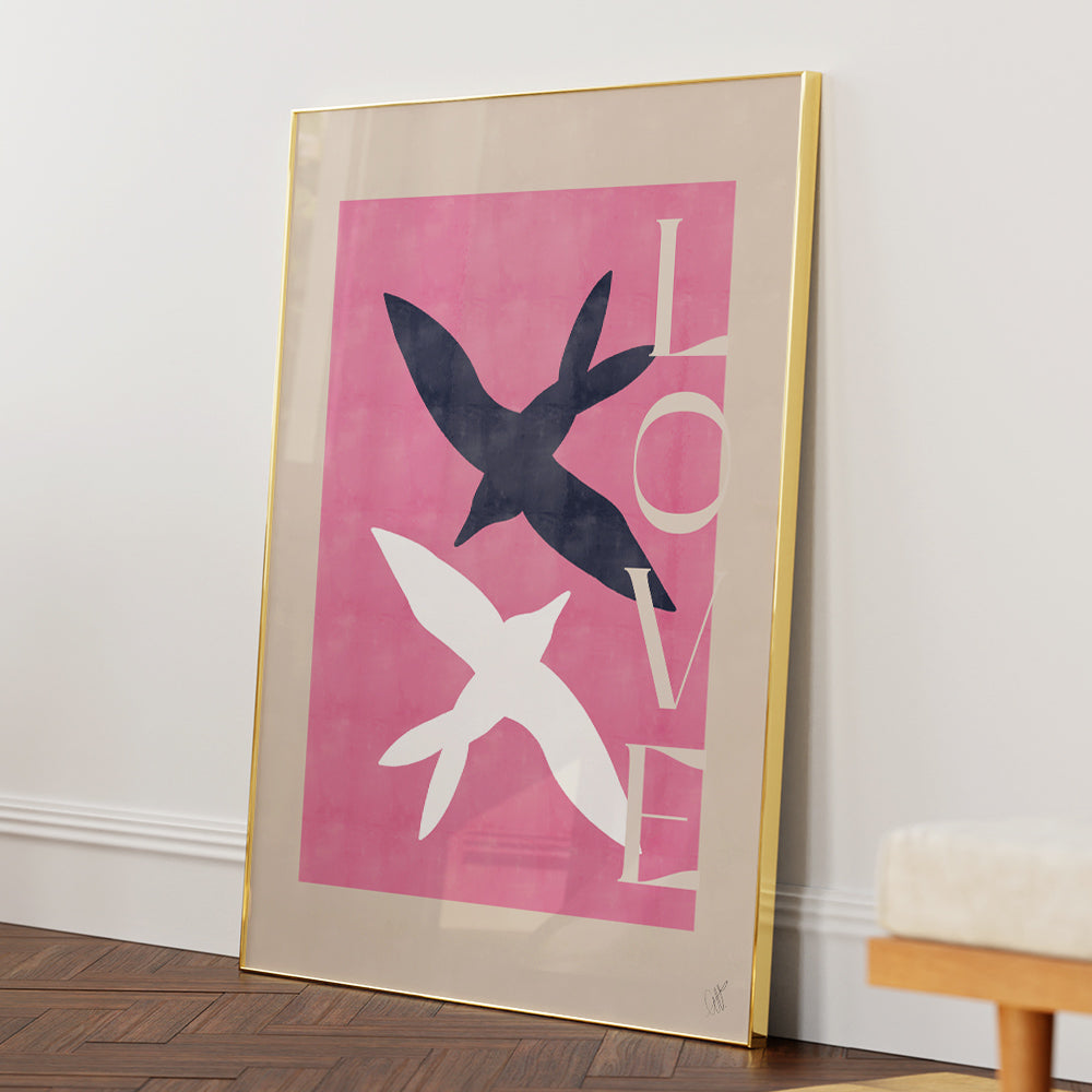 Birds in Love Art Print - XS / Matte Paper / Rolled Art - Nook At You