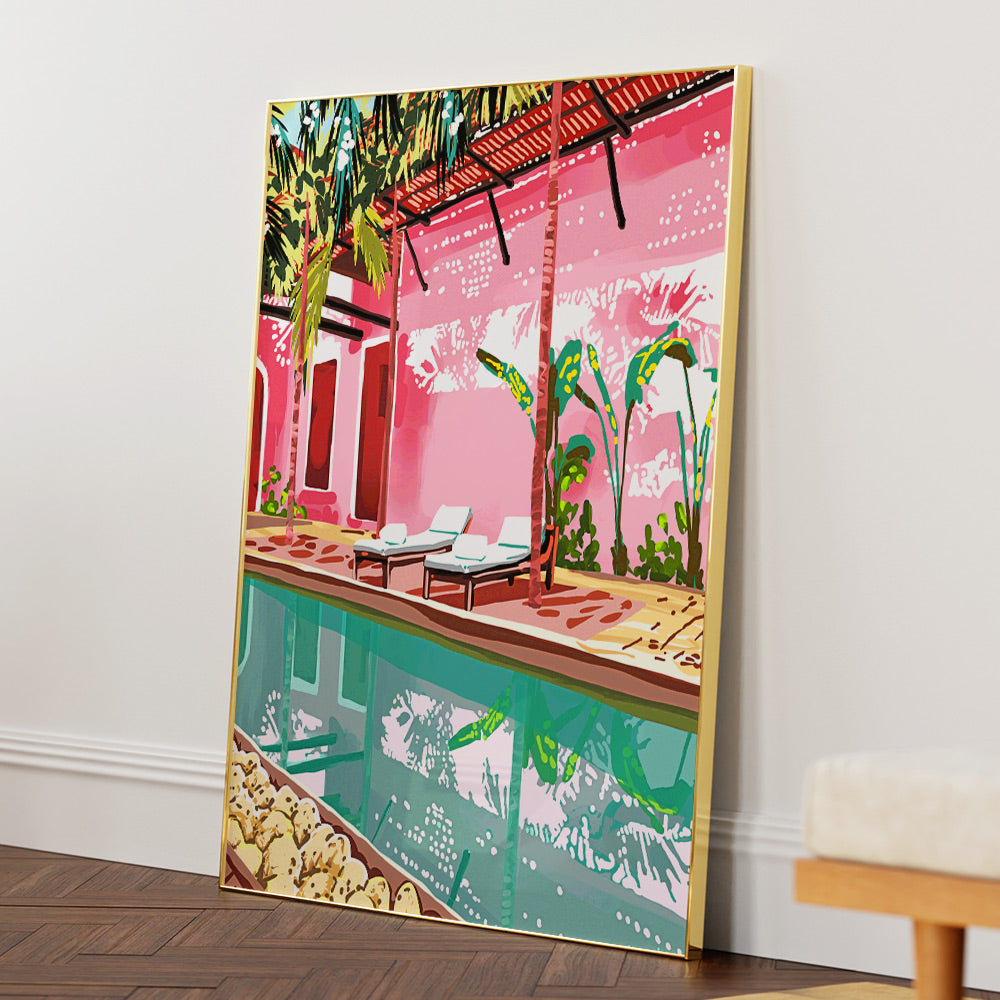 Vacay Villa With Poolside Scene Wall Art Prints - XS / Matte Paper / Rolled Art - Nook At You