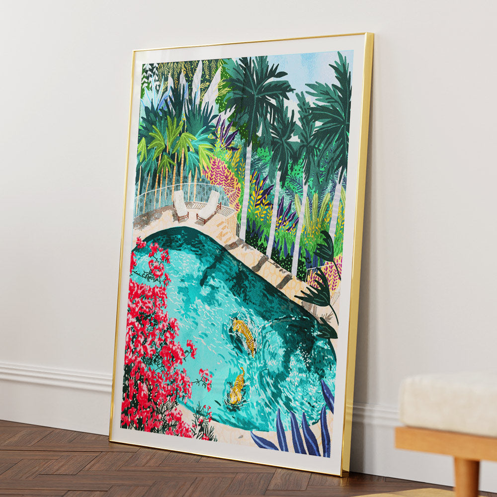 Tiger Tropical Luxury Villa Art Print - 5XL / Canvas / Rolled Art - Nook At You
