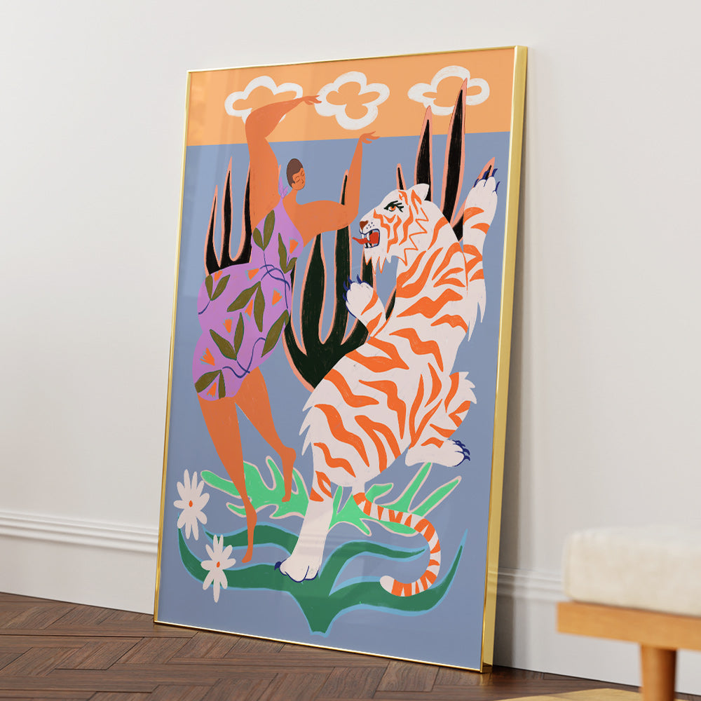 Dance with a Tiger 2 Art Print - 5XL / Canvas / Rolled Art - Nook At You