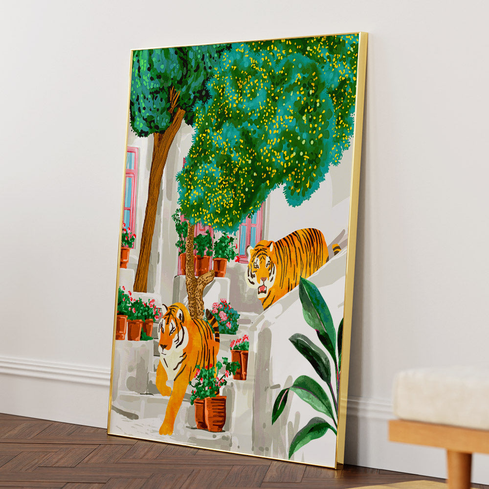 Tiger Tropical Luxury Villa Art Print - XS / Matte Paper / Rolled Art - Nook At You