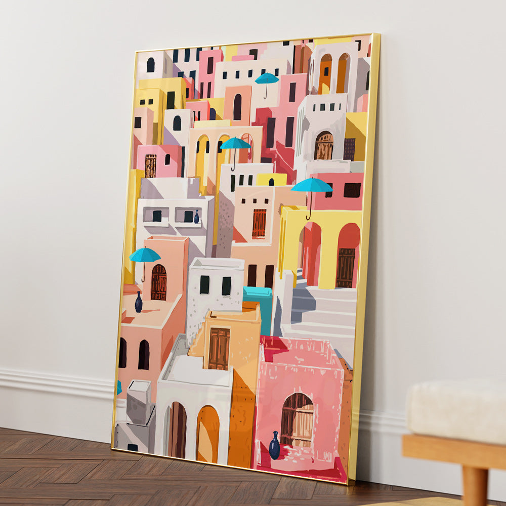 Pastel Cityscape Canvas Painting - XS / Matte Paper / Rolled Art - Nook At You