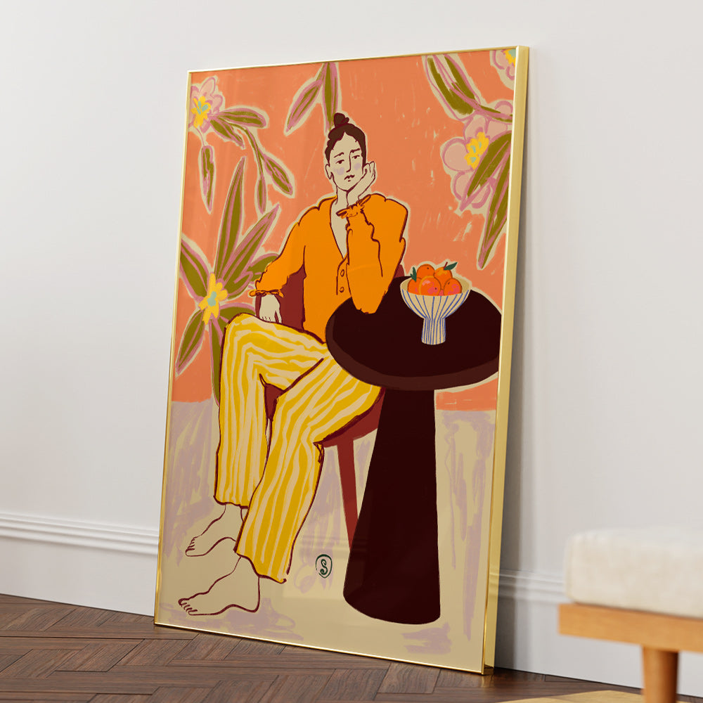 Woman With Oranges Boho Wall Art - 5XL / Canvas / Rolled Art - Nook At You
