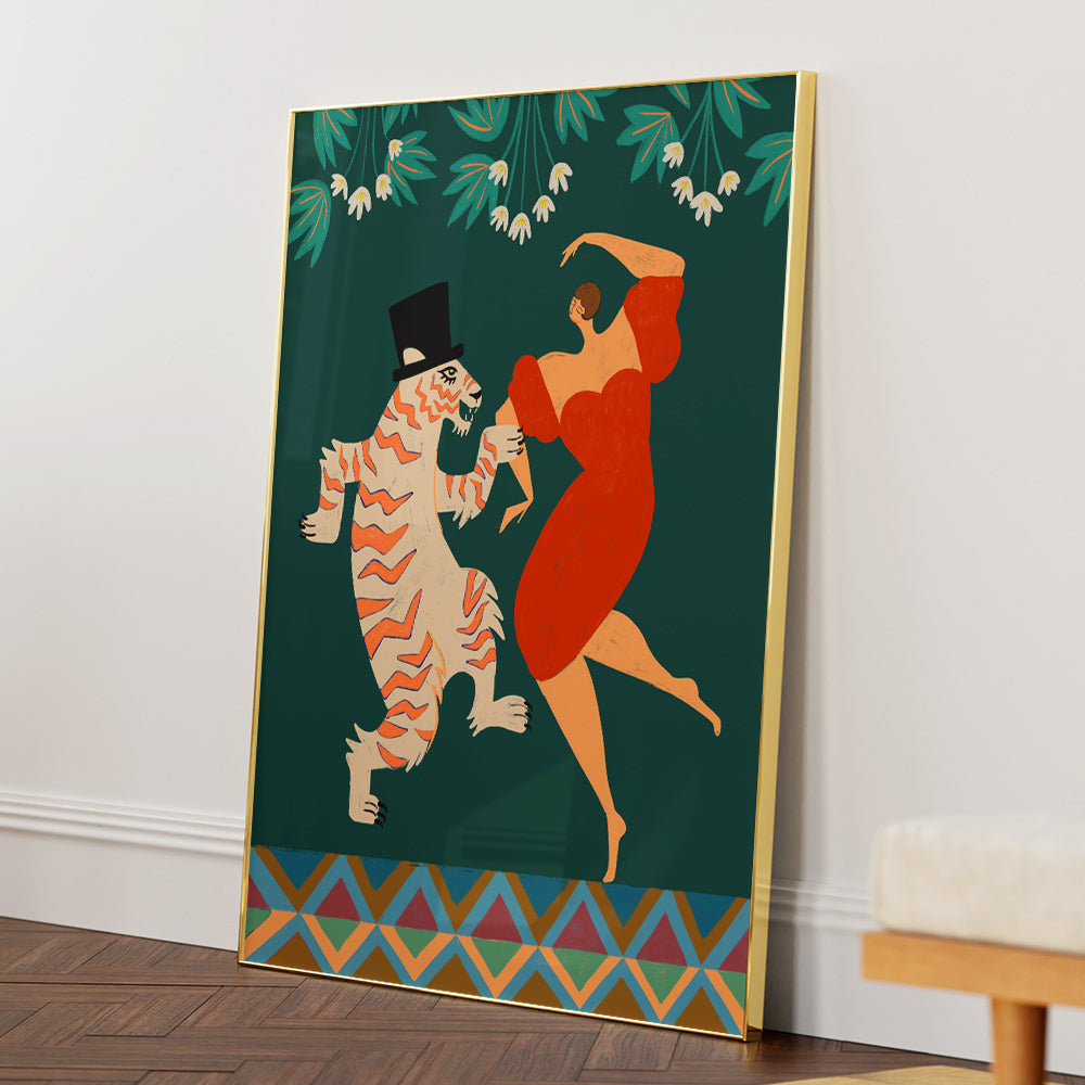 Dance with a Tiger Wall Art Print - 5XL / Canvas / Rolled Art - Nook At You