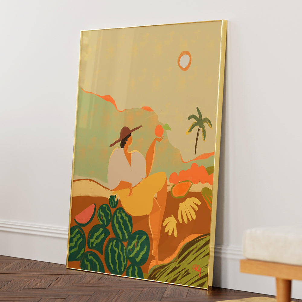 Farmer Guava Boho Art Print - XS / Matte Paper / Rolled Art - Nook At You