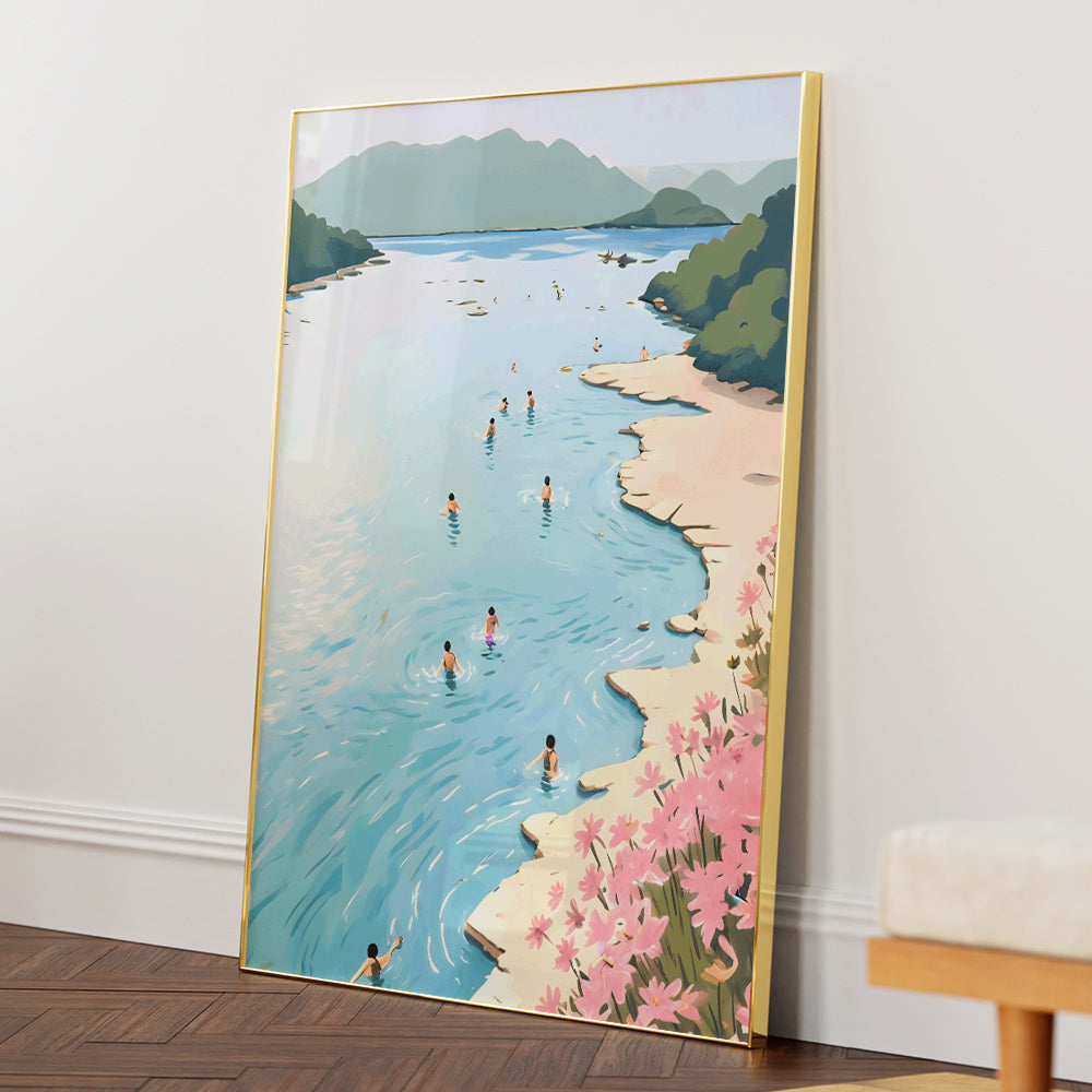 Riverscape With People Swimming Wall Art Posters - XS / Matte Paper / Rolled Art - Nook At You